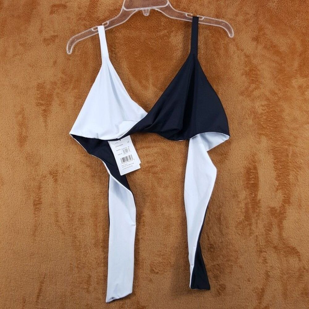 LAFAYETTE 148 Swimwear Womens XL Black White Bikini Top Adjustable Strap